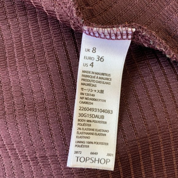 TOPSHOP | DARK BURGUNDY LOW CUT  DRESS - Picture 6 of 6